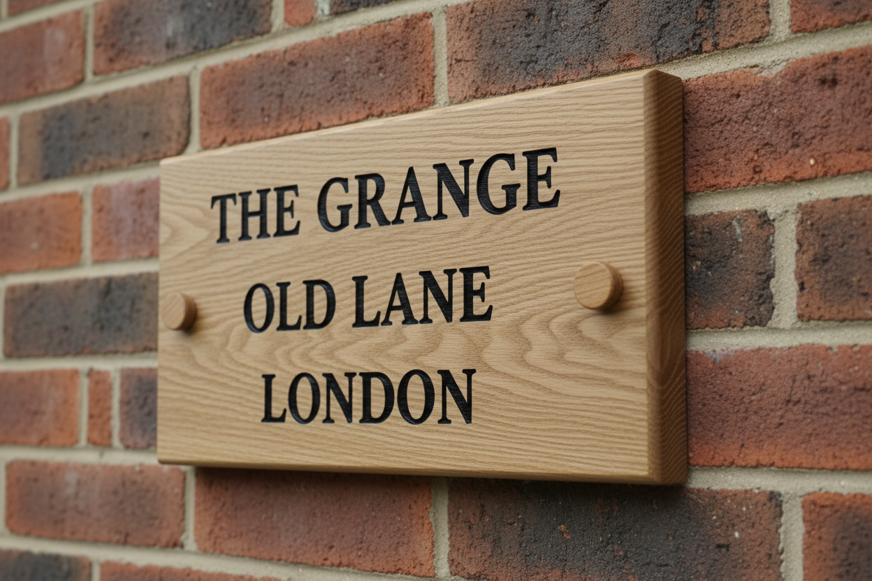 Oak Wooden House Sign 300mm x 200mm