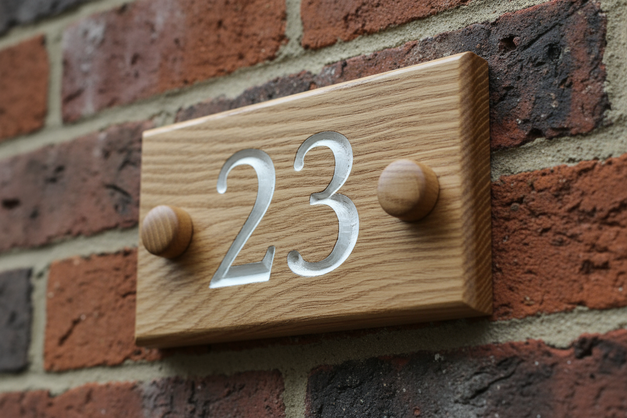 Oak Wooden House Number Sign 160mm x 100mm
