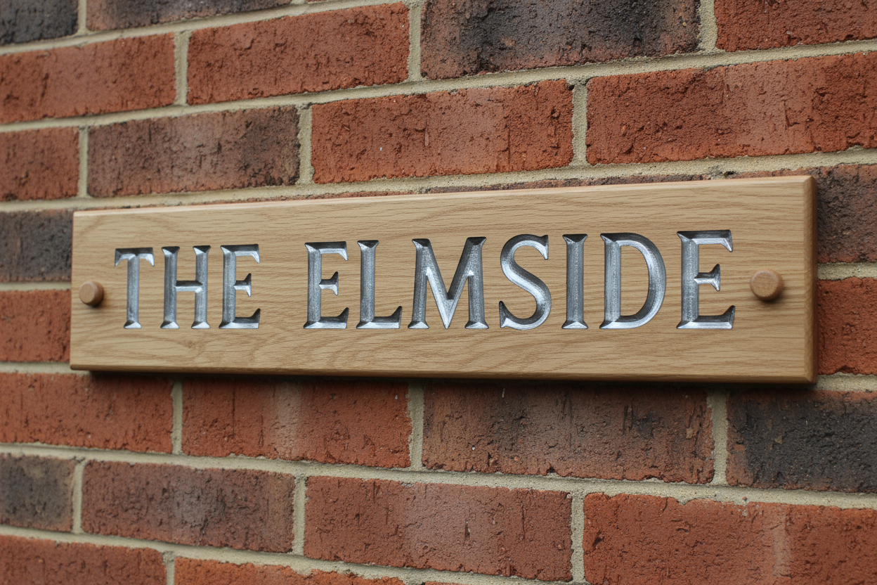 Oak Wooden House Sign 400mm x 100mm