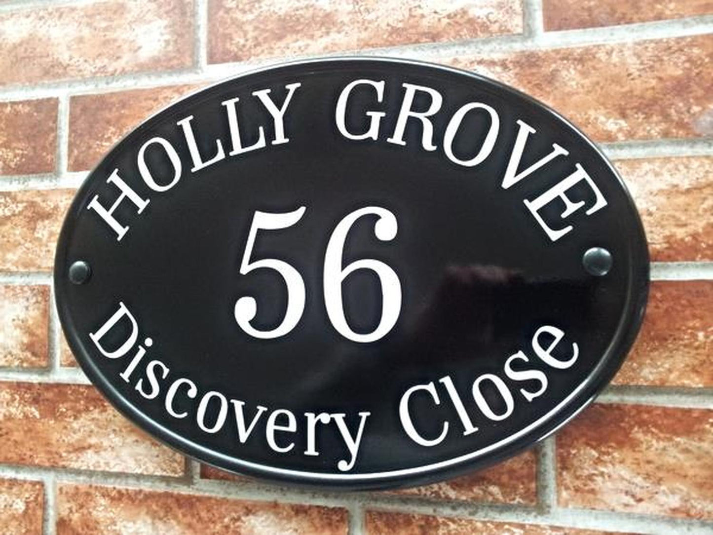 Personalised XL classic oval house sign 368mm - custom reflective name plaque UK handcrafted