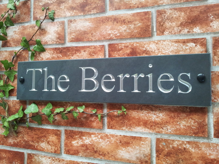 Slate house name sign / address sign - 450mm x 100mm - House Sign Shop