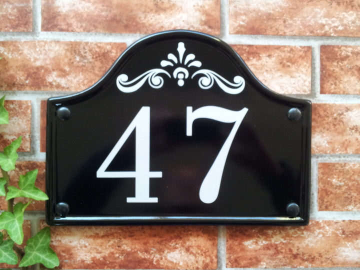 Personalised medium bridge top house sign - custom mews style reflective plaque UK handcrafted