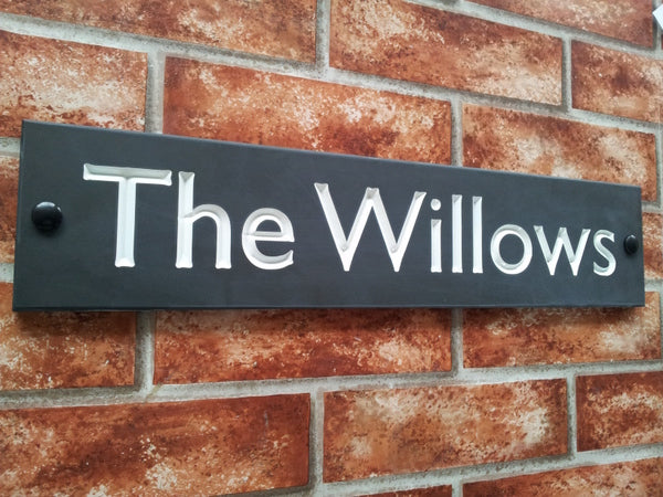 Slate house name sign / address sign - 450mm x 100mm - House Sign Shop