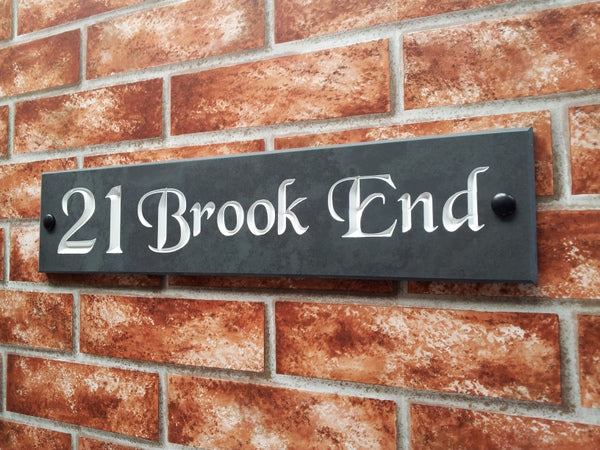 Slate house name sign / address sign - 450mm x 100mm - House Sign Shop