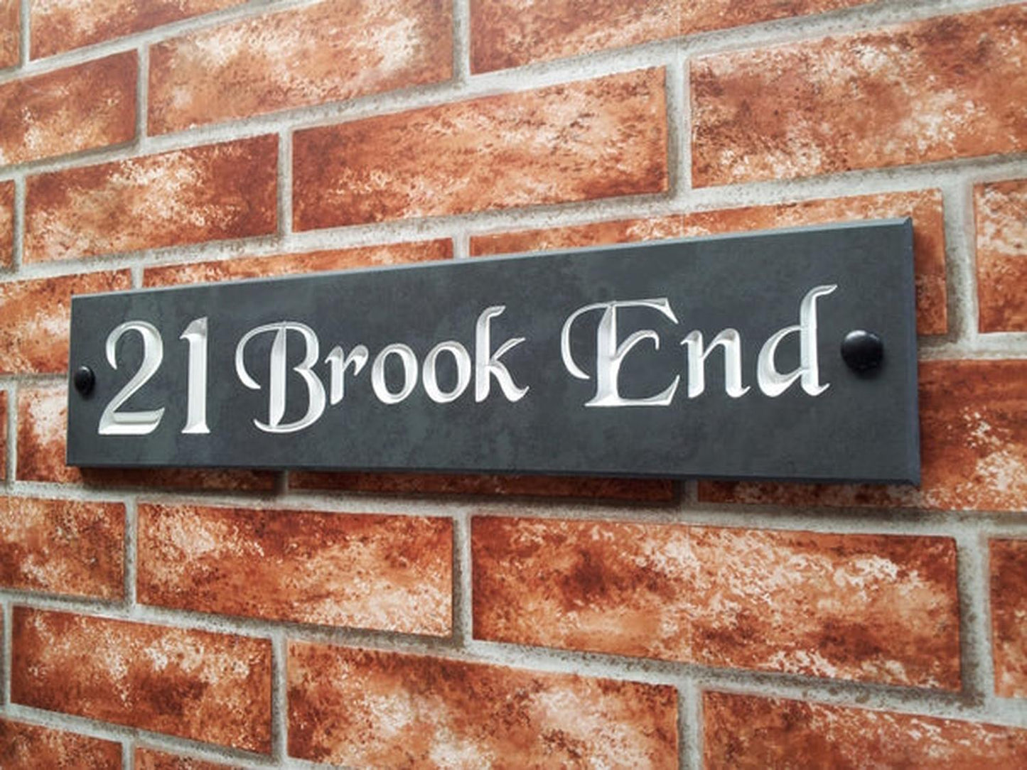 Personalised slate house name sign 450mm - custom address plaque with gold inlay UK handcrafted