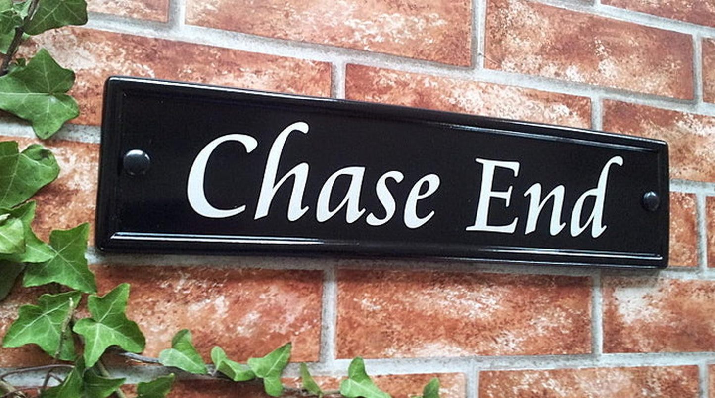 Personalised classic rectangle house sign 420mm - custom reflective name plaque UK handcrafted