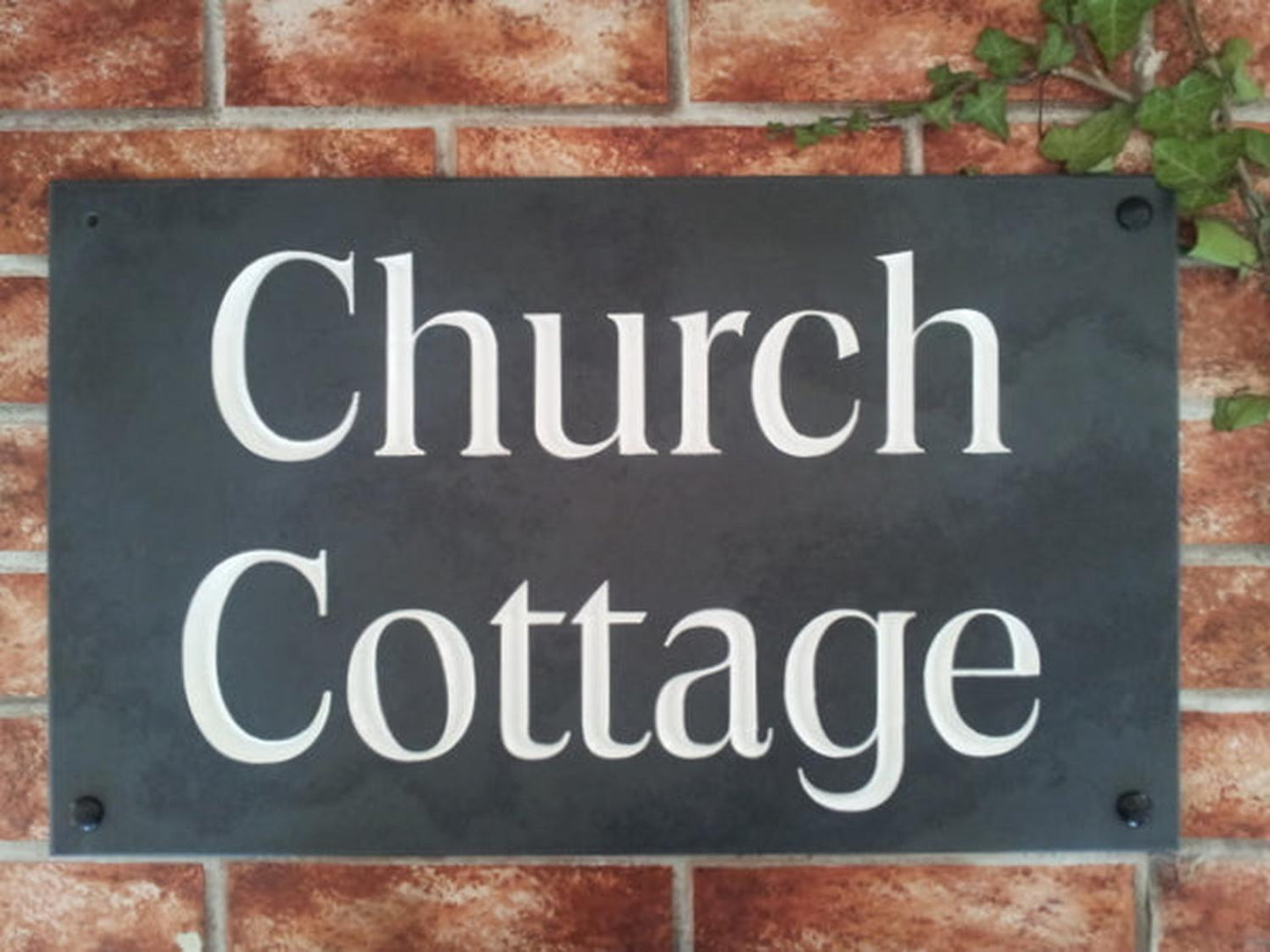 Personalised slate house sign 500mm - custom address plaque with silver inlay UK handcrafted