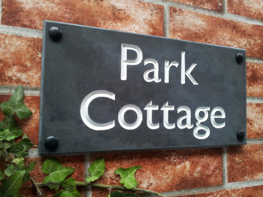 Custom engraved slate sign with paint inlay - personalised house name plaque UK