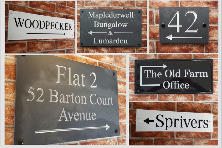 House sign with directional arrows