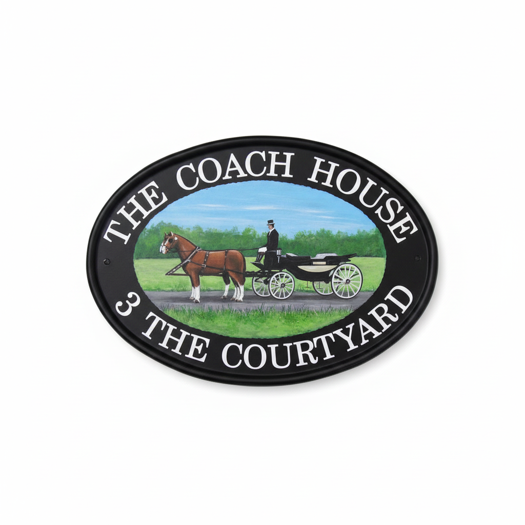 Hand painted house signs with custom artwork - personalised bespoke designs by UK artists