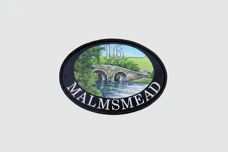 Hand painted house signs with custom artwork - personalised bespoke designs by UK artists
