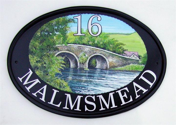Hand painted house signs with custom artwork - personalised bespoke designs by UK artists