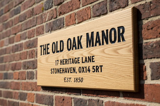 500mm x 300mm oak house sign - much taller
