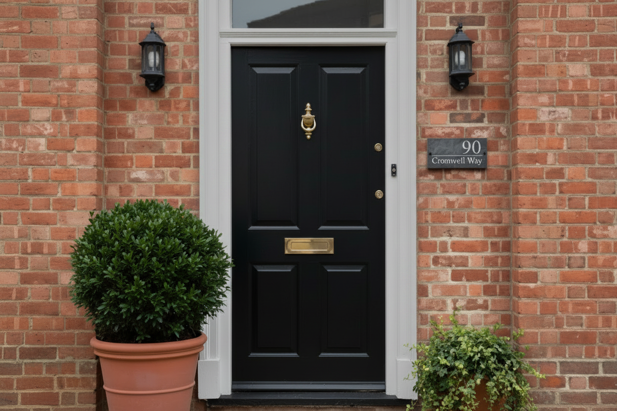 Premium UK house sign on painted door - handcrafted by House Sign Shop