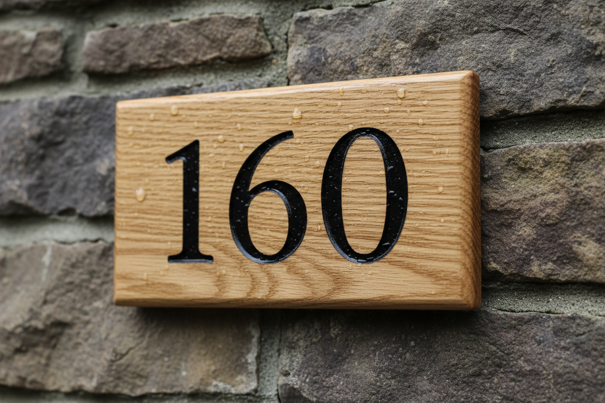 Oak Wooden House Number Sign 160mm x 100mm