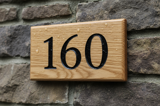 Oak Wooden House Number Sign 160mm x 100mm