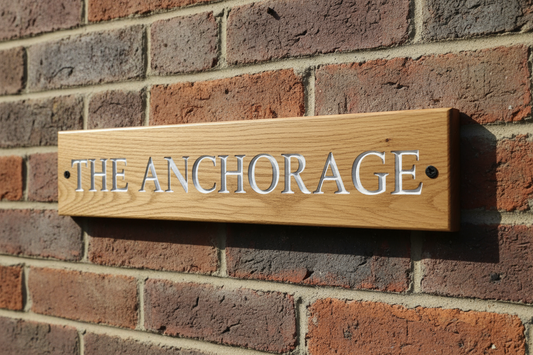 Oak Wooden House Sign 400mm x 100mm