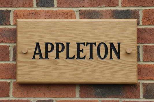 Oak wooden house sign 300mm x 150mm - personalised engraved address plaque UK