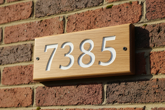Oak Wooden House Number Sign 240mm x 100mm