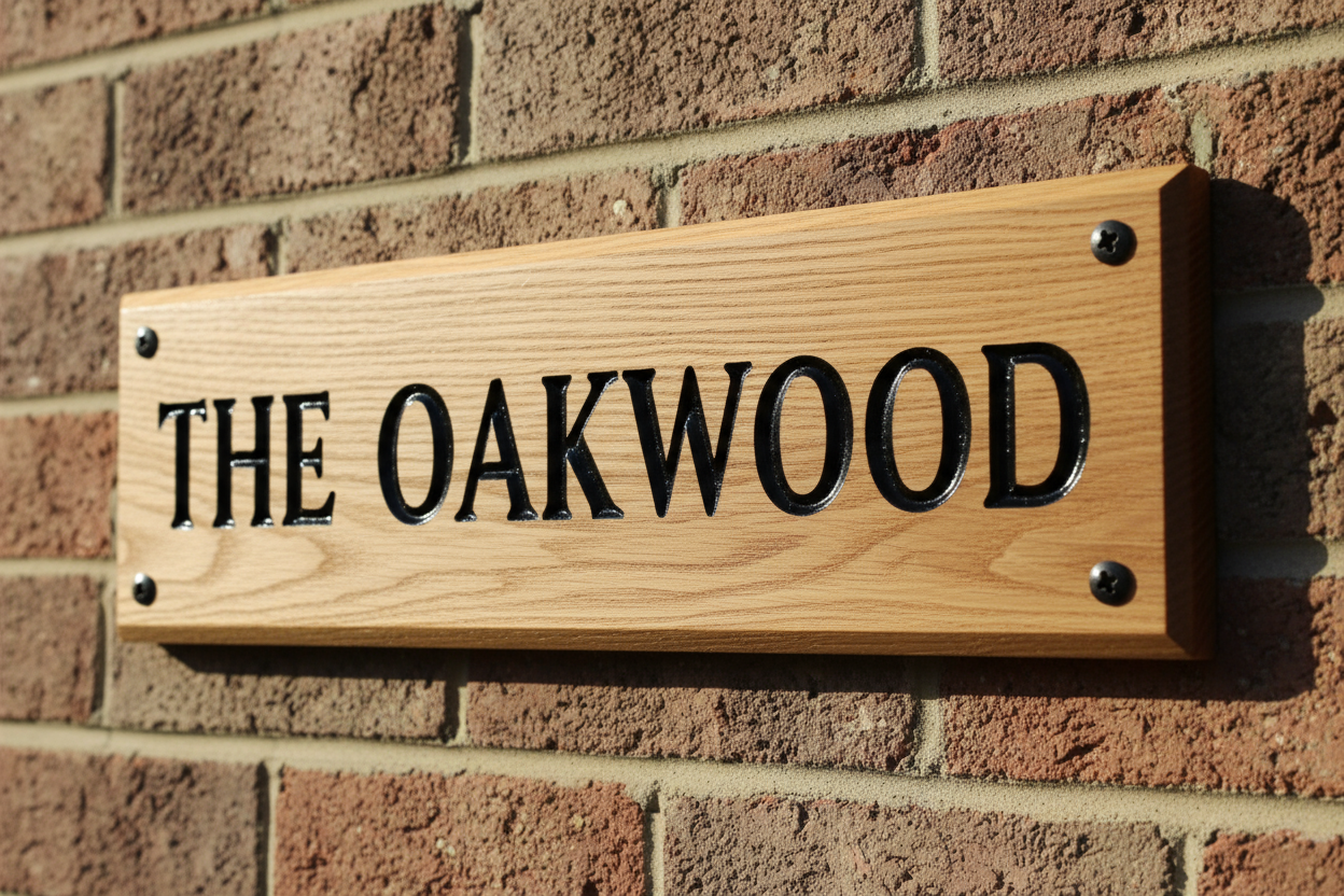 Oak Wooden House Sign 450mm x 100mm