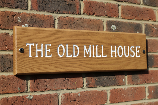 Oak Wooden House Sign 500mm x 125mm