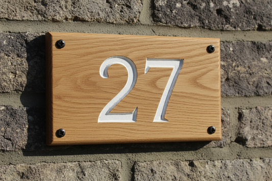Oak Wooden House Number Sign 140mm x 100mm