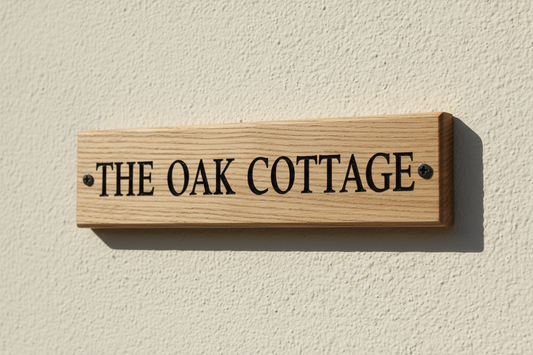 Oak Wooden House Name Sign 250mm x 60mm