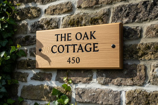 Oak Wooden House Sign 450mm x 200mm
