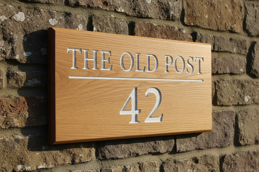 Oak Wooden House Sign 450mm x 150mm