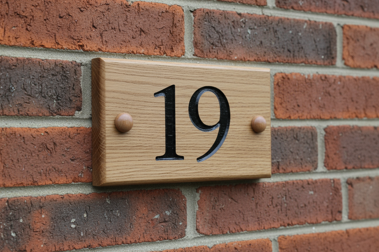 Oak Wooden House Number Sign 140mm x 100mm