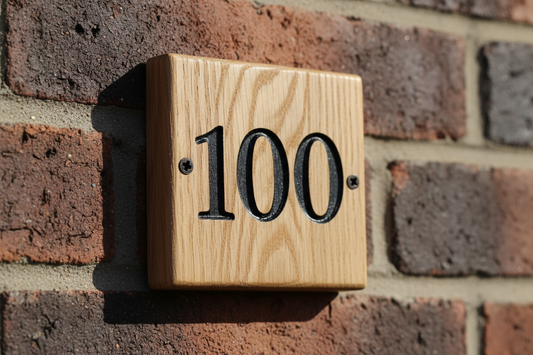 Oak Wooden House Number Sign 100mm x 100mm