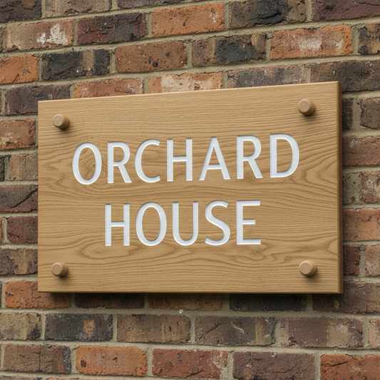 Oak wooden house sign 450mm x 300mm - personalised engraved address plaque UK