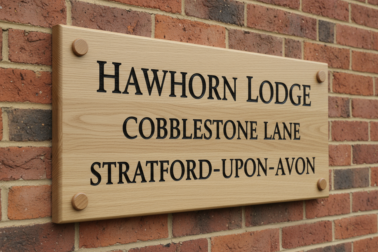 Oak Wooden House Sign 500mm x 300mm - Another Elegant Style