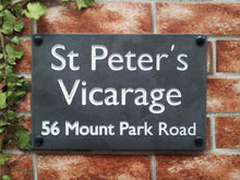 Solid slate house name sign / address plate  300mm x 200mm - House Sign Shop