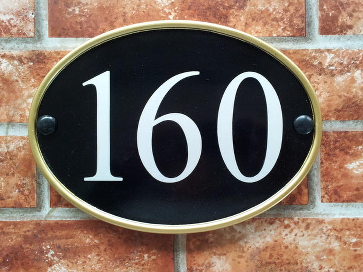 Medium classic oval house number sign 230mm - personalised cast iron style door number plaque UK