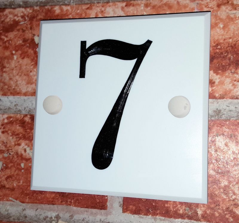 White house number sign 100mm Corian - personalised engraved door number plaque UK