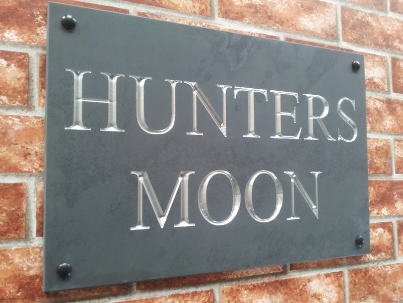 Personalised slate house sign 450mm - custom address plaque with gold inlay UK handcrafted