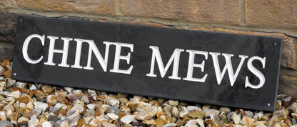 Slate house sign 500mm x 125mm close-up - personalised engraved plaque UK