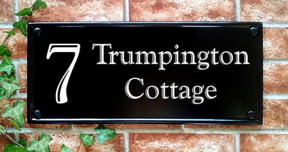 Custom large multi-line rectangle house sign with reflective text - personalised address plaque UK