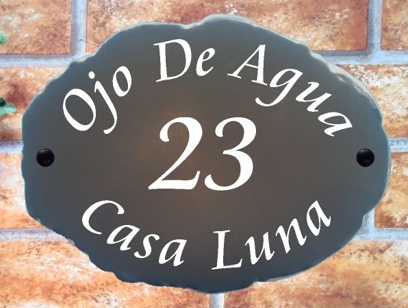 Personalised large rustic oval house sign - custom reflective name plaque UK handcrafted