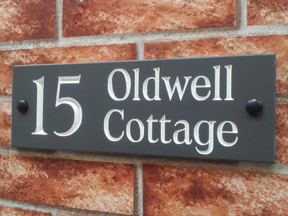 Personalised slate home address sign 300mm - custom engraved address plaque UK handcrafted