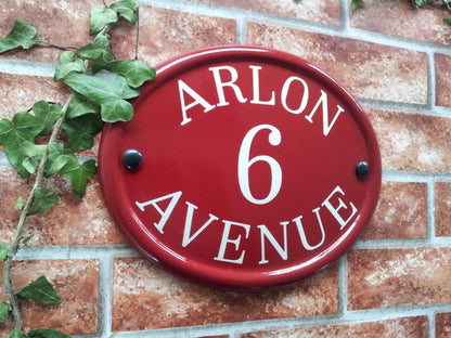 Bespoke large oval house name sign - custom cast iron effect address plaque UK