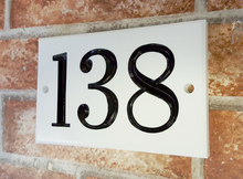 White three digit number sign 160mm x 100mm x 9mm - House Sign Shop