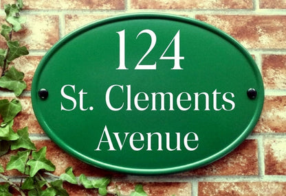 Custom XL classic oval sign with reflective text - personalised house name plaque UK