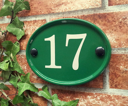 Bespoke small oval house number sign - custom cast iron effect door number plaque UK