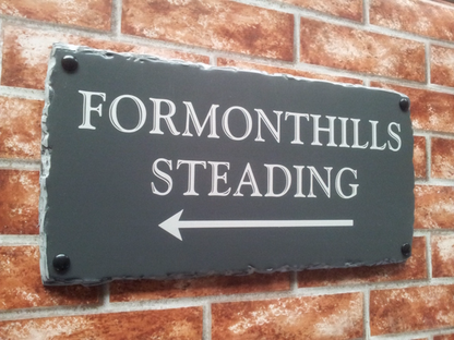 Large rustic house plaque 460mm x 240mm - personalised reflective address sign UK