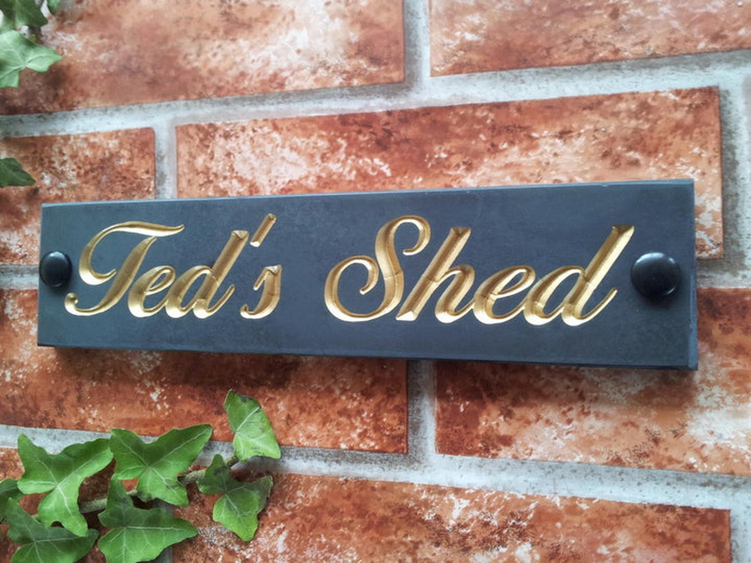 Sign ShopCustom slate house name plaque with white inlay - personalised name sign 250mm UK