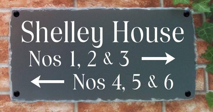 Large rustic house plaque 460mm x 240mm close-up - personalised reflective sign UK