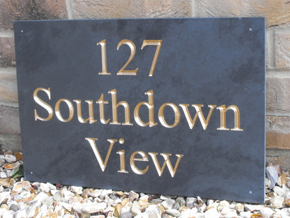 Personalised large slate house sign 450mm x 300mm - custom engraved multi-line address plaque UK