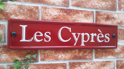 Medium classic rectangle house name sign 420mm - personalised cast iron style plaque UK